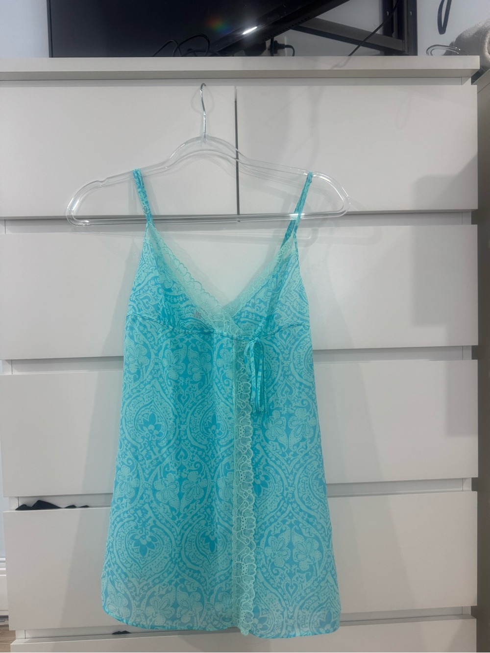Victoria's Secret Aqua Paisley Lace-Trim Chemise